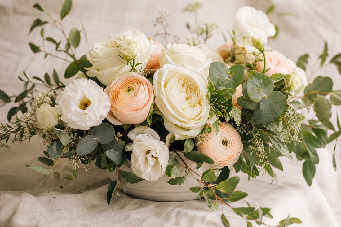 Exemple : composition florale pour table de mariage
