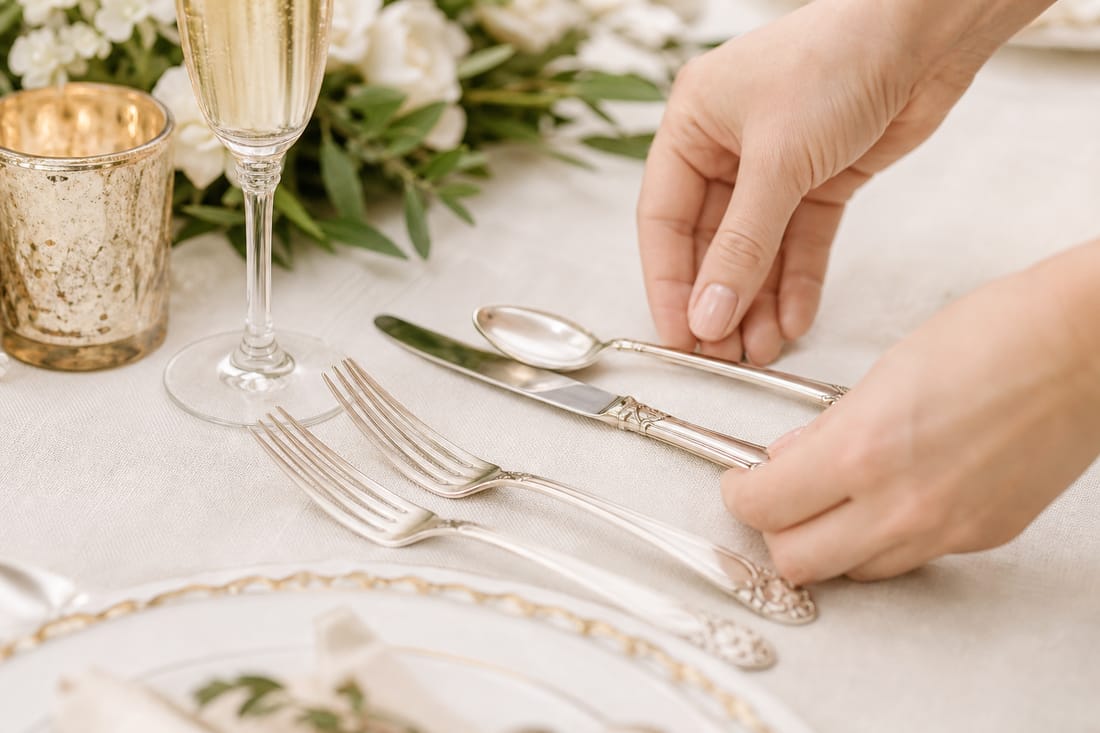 Exemple : mise en place de couverts sur une table de réception